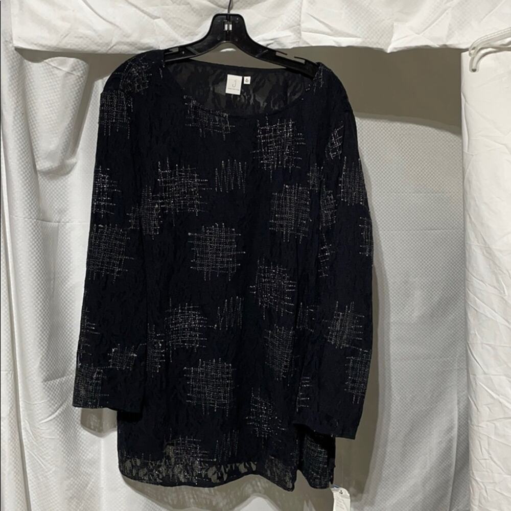 Jones New York xl black tunic metallic details nwt